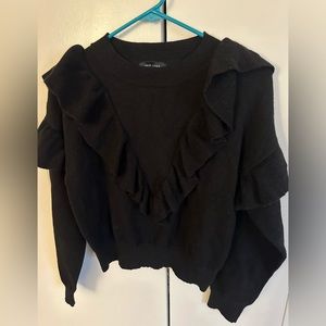 New Look Black Ruffle Detail Sweater Never Worn